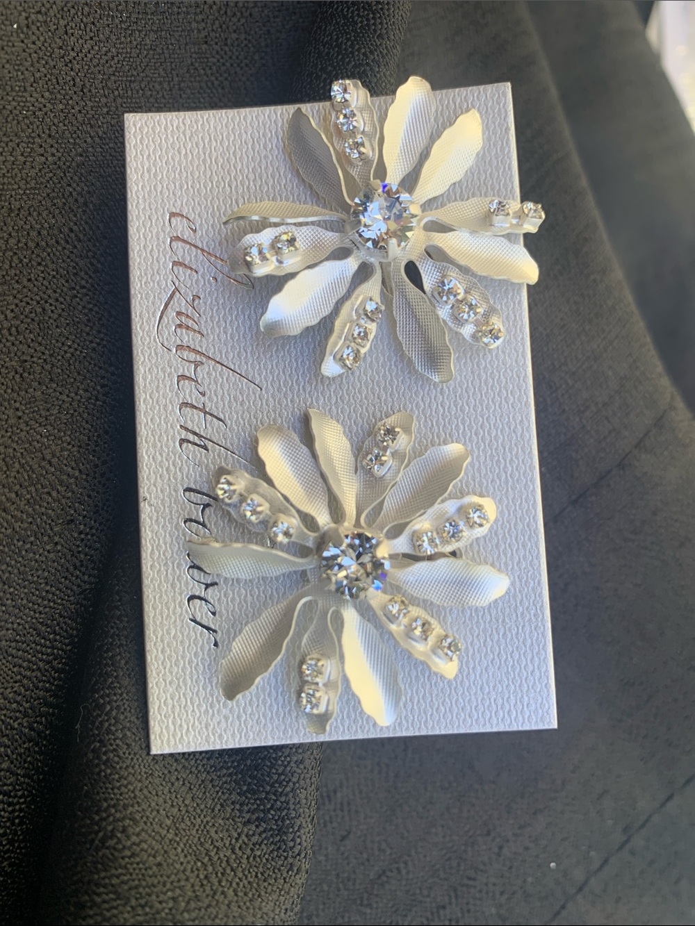 Elizabeth Bower Crystal Floral Drop Earrings - Crystal and matte  Silver